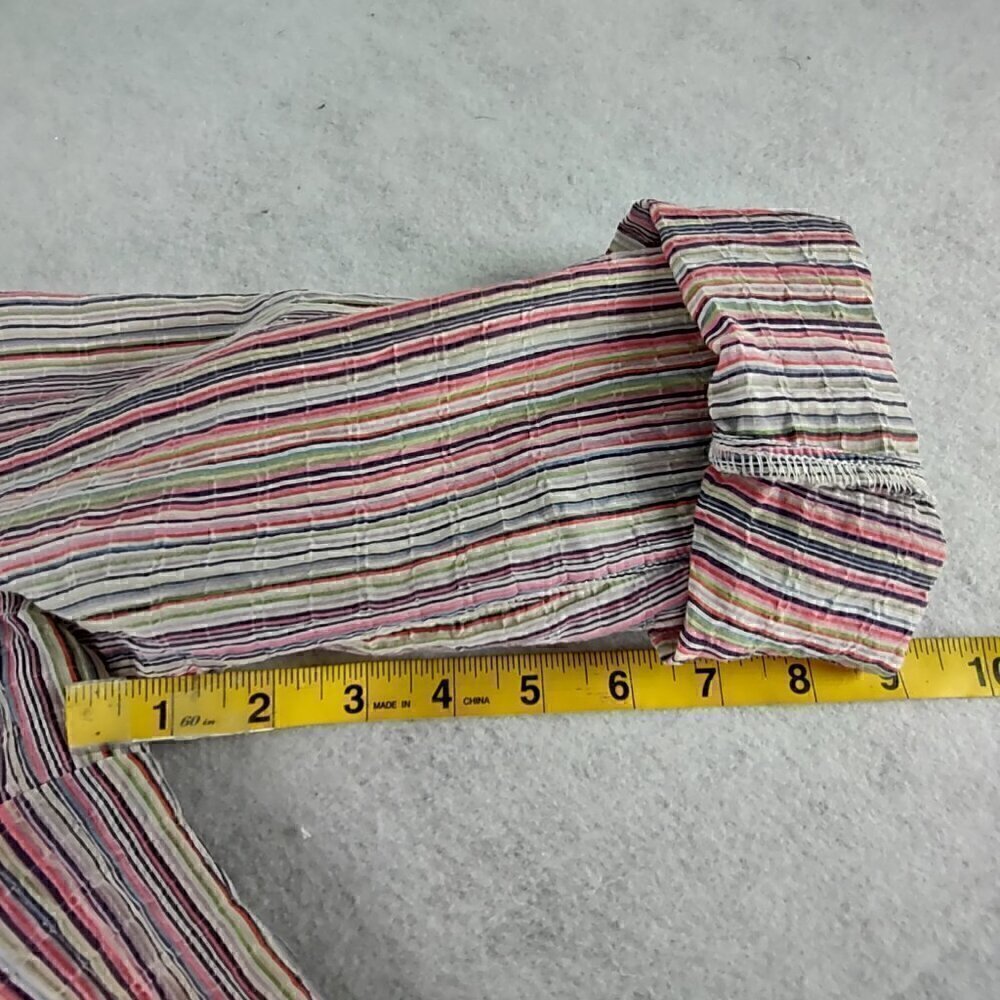 Liz Claiborne Womens Multi Color Striped Button Down Cotton Blend Shirt Size PM - Picture 10 of 14